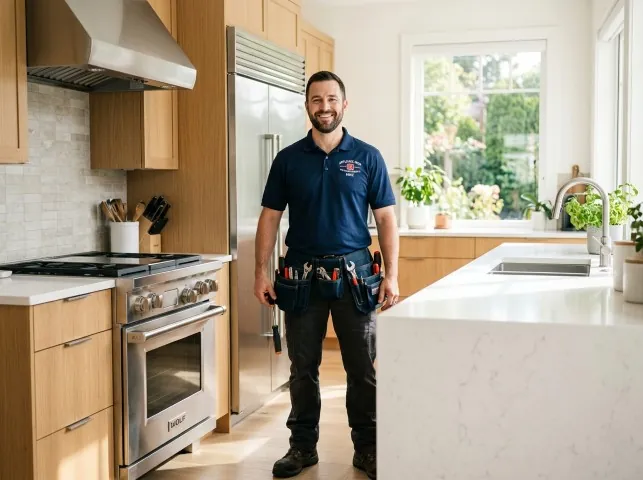 Appliance Repair Hero technician in a Beverly, NJ kitchen after an appliance repair